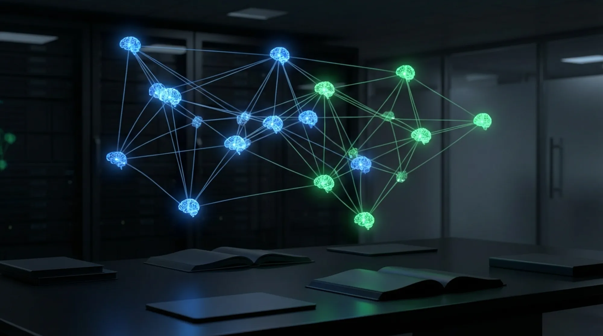 Abstrakcyjna wizualizacja AI wspierającej notatki edukacyjne